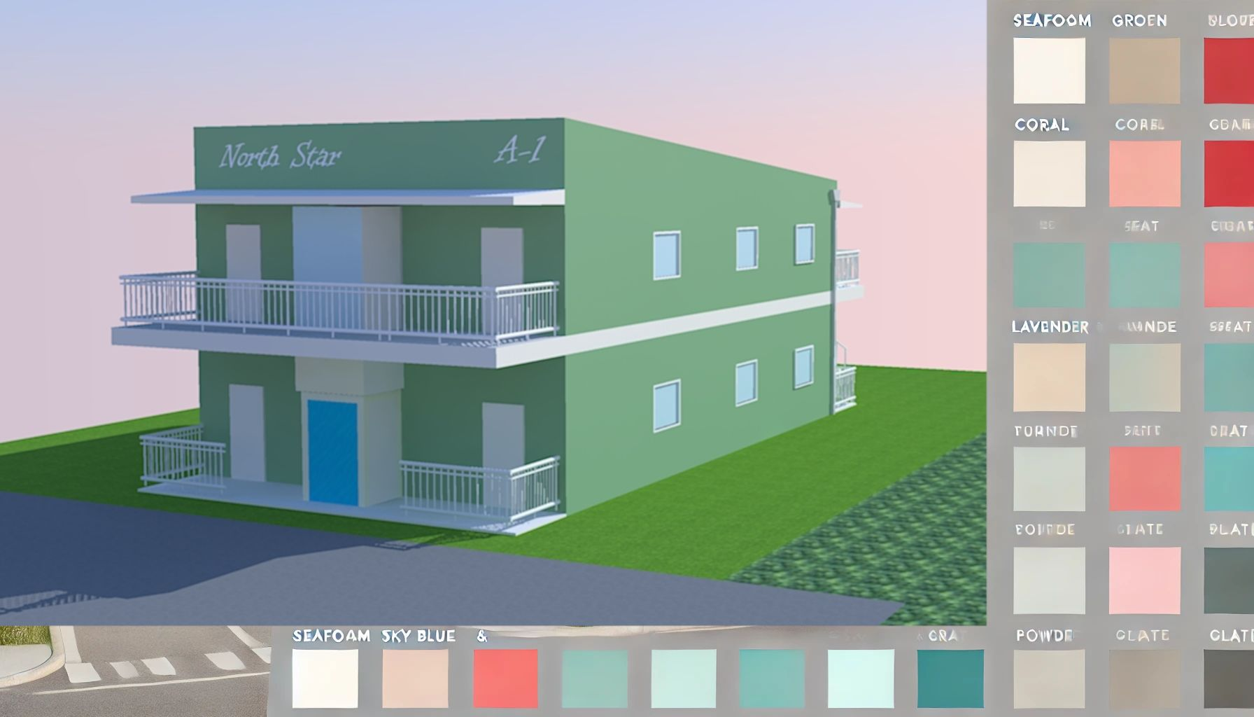 Exterior rendering of the Serenity Village quadruplex housing concept, Roger Williams site, Mobile, Alabama