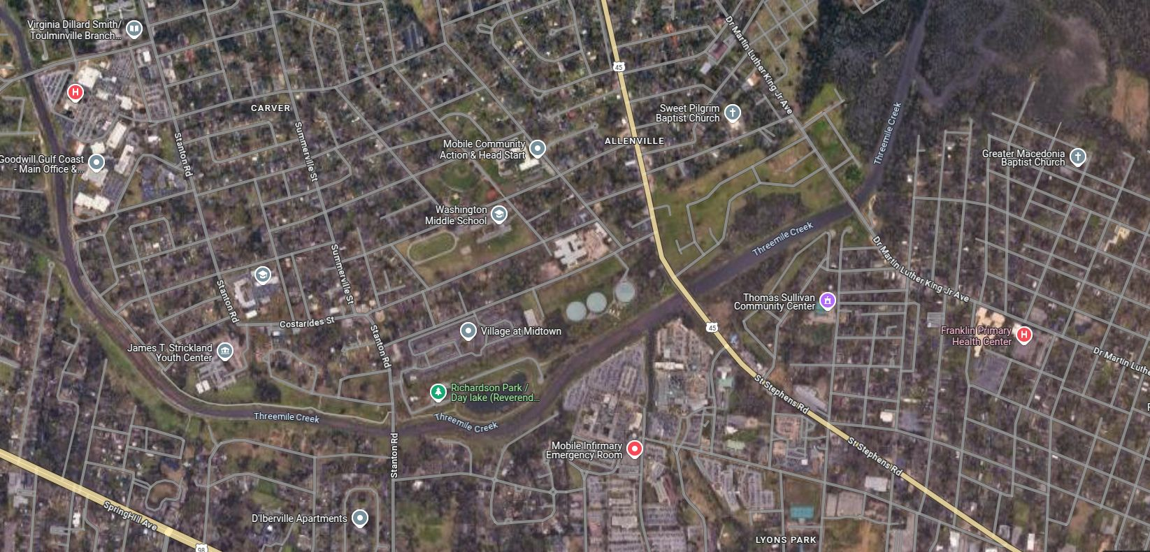 Local aerial map of the Roger Williams site