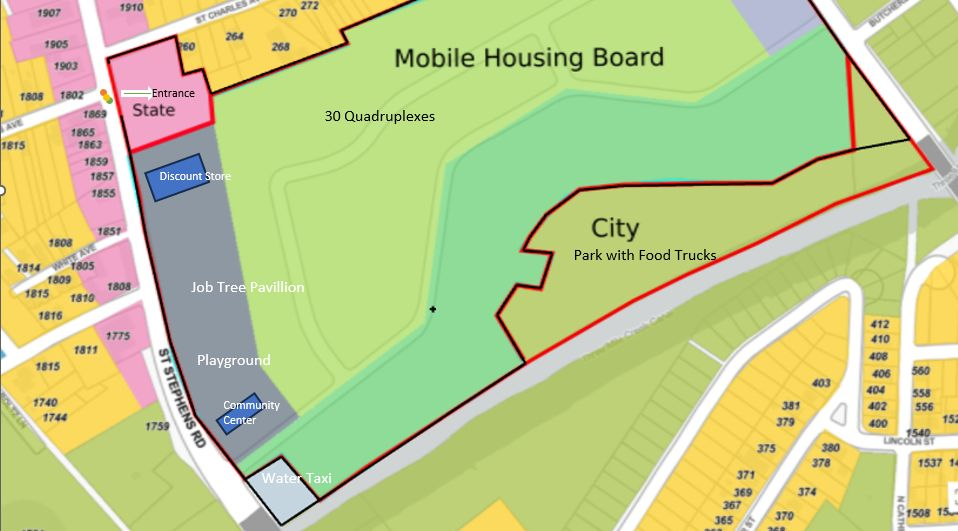 Zoning and land ownership map of the Roger Williams site